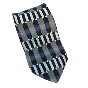 Facets Black White Green 100% Silk Men’s Tie Preowned